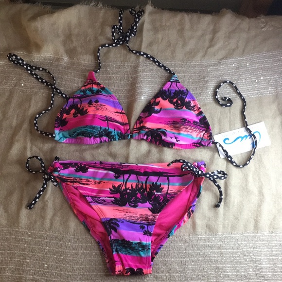 California Waves Other - New Womens Sexy California Waves Tropical 2Pc Swimsuit String Bikini Size Small